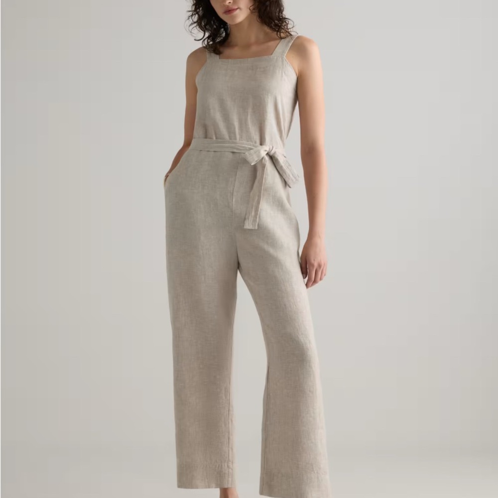 Quince 100% European Linen Square Neck Jumpsuit